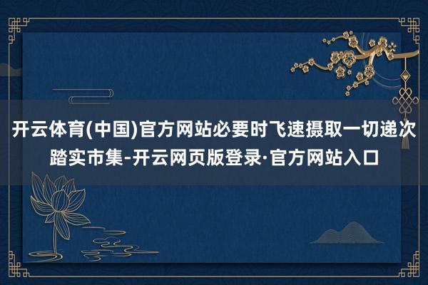 开云体育(中国)官方网站必要时飞速摄取一切递次踏实市集-开云网页版登录·官方网站入口