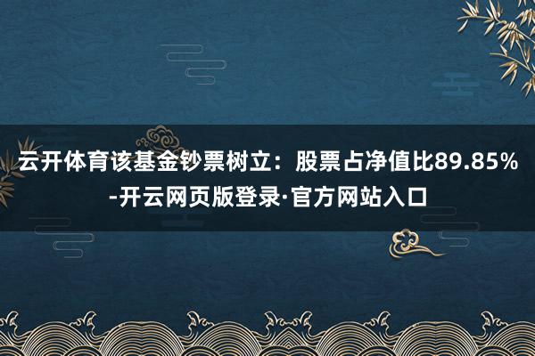 云开体育该基金钞票树立：股票占净值比89.85%-开云网页版登录·官方网站入口